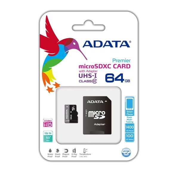 Image of ADATA Memóriakártya MicroSDXC 64GB + Adapter UHS-I CL10 (50/10)