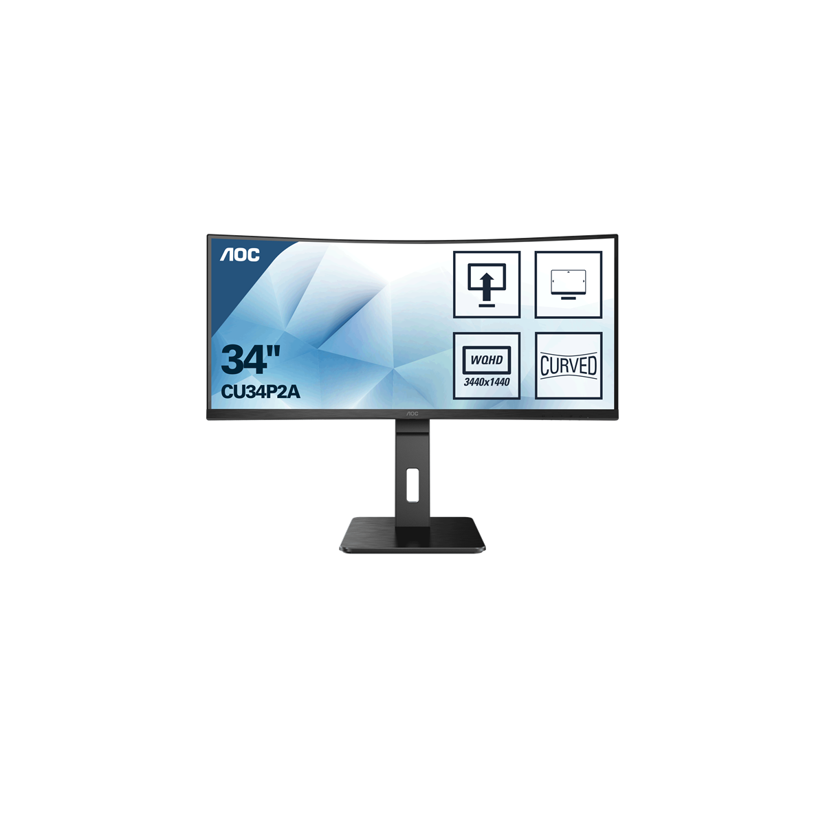 Image of AOC Ívelt VA monitor 34" CU34P2A, 3440x1440, 21:9, 300cd/m2, 1ms, 100Hz, 2xHDMI/DisplayPort/4xUSB, hangszóró