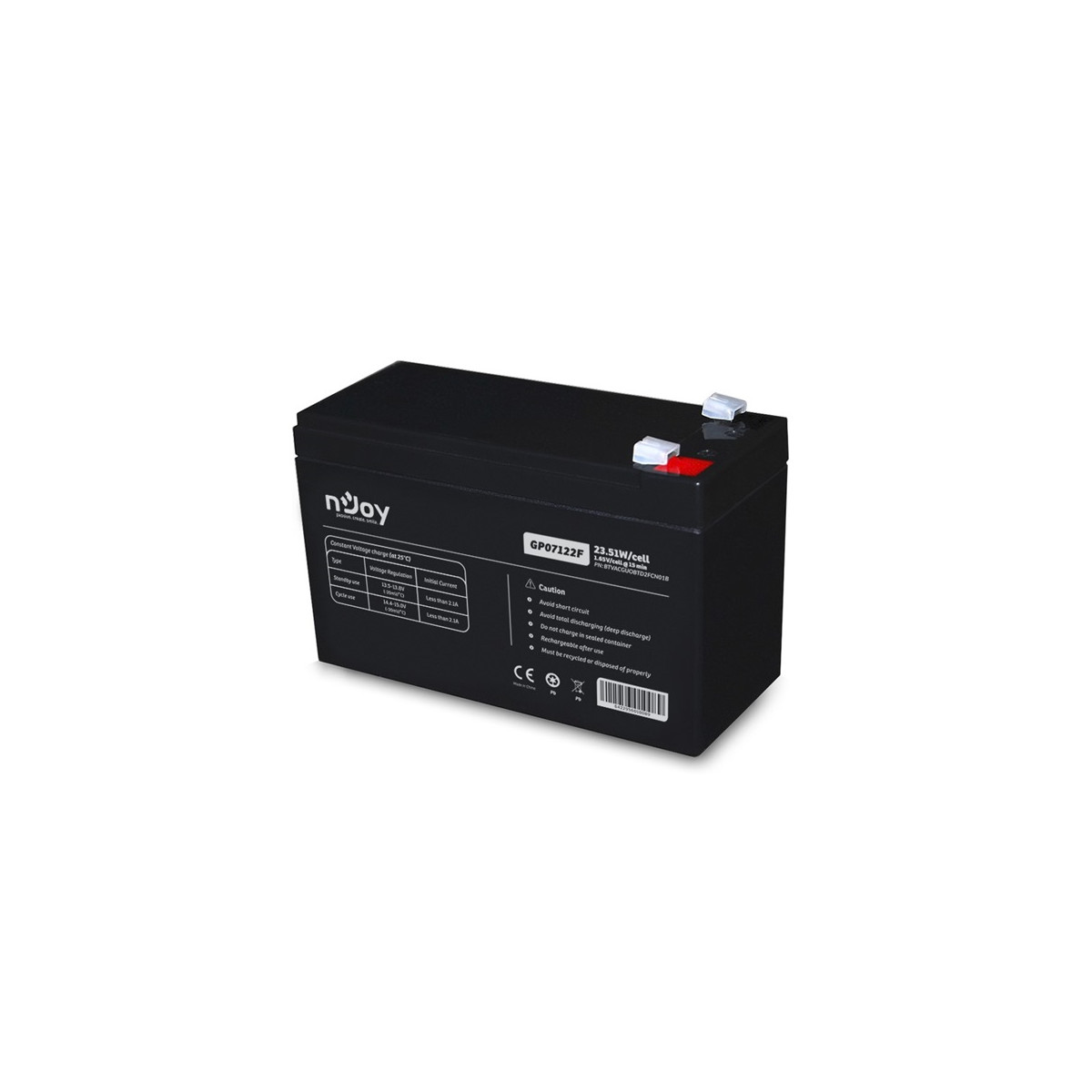 Image of APC (NJOY) GP07122F Akkumulátor 12V/7Ah zárt, gondozásmentes Borne T2