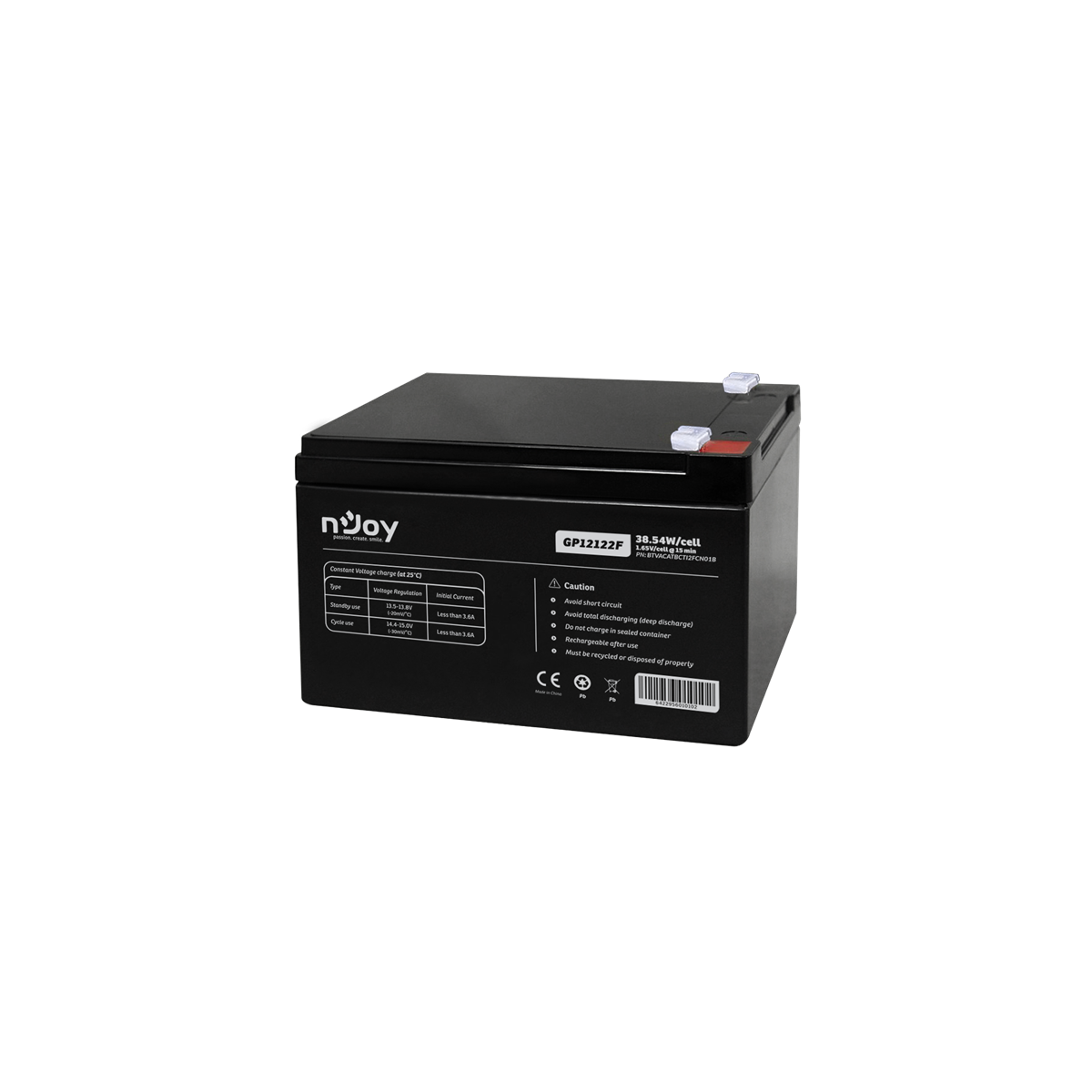 Image of APC (NJOY) GP12122F Akkumulátor 12V/12Ah zárt, gondozásmentes Borne T2