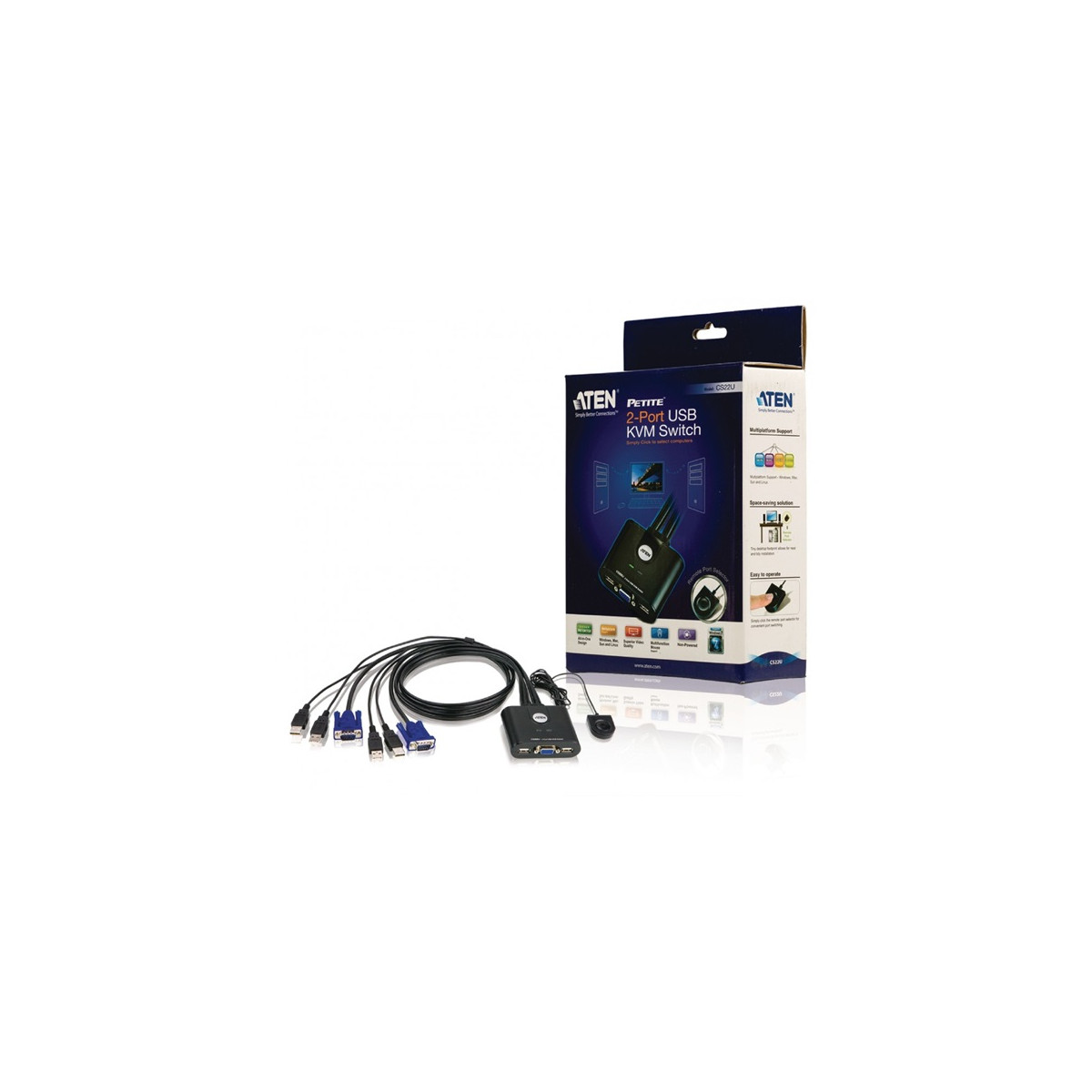 Image of ATEN KVM Switch 2PC USB CS22U+Kábel