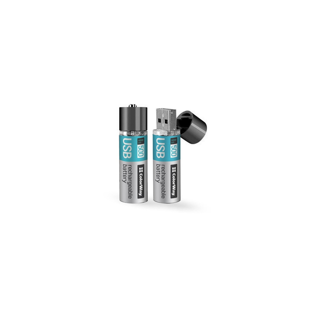 Image of COLORWAY AA újratölthető elem, CW-UBAA-02 Rechargeable Battery USB 1200 mAh 1.5V (2pcs.)