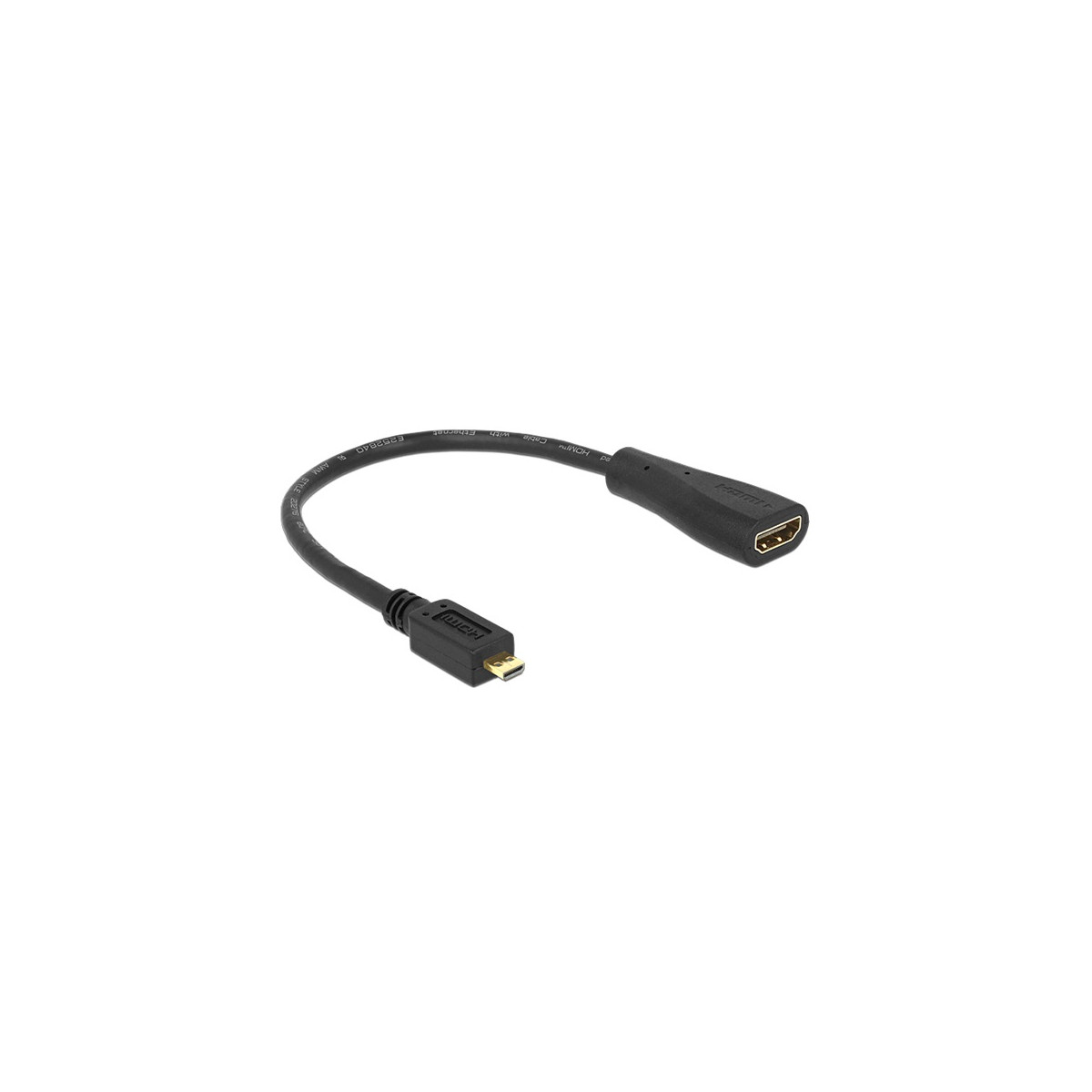 Image of DELOCK kábel HDMI Micro-D male > HDMI-A female 23cm
