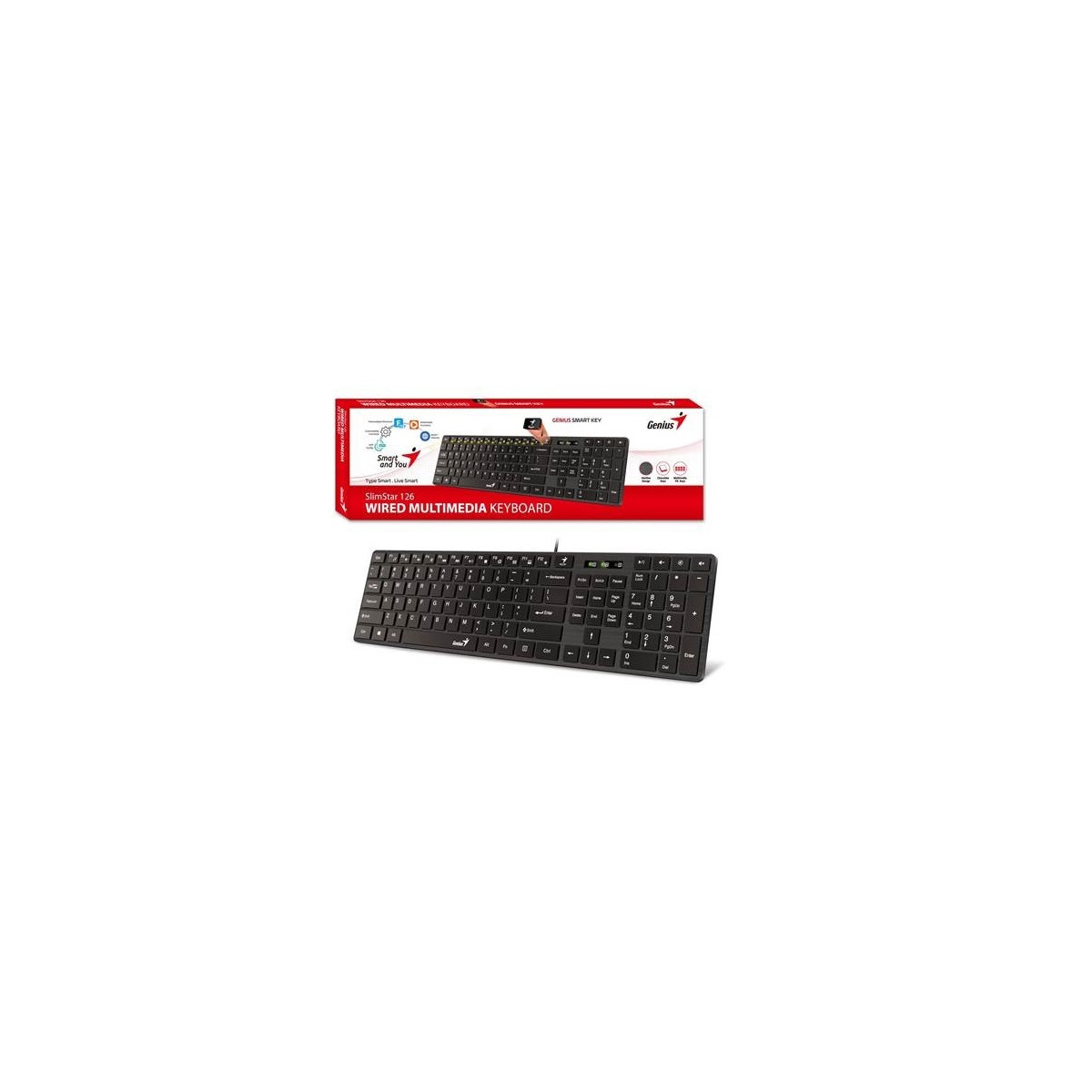 Image of GENIUS Vezetékes Billentyűzet Slimstar 126 USB HUN Fekete