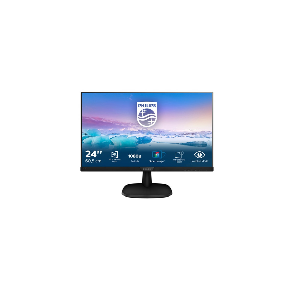 Image of PHILIPS IPS monitor 23,8" 243V7QJABF, 1920x1080, 16:9, 250cd/m2, 4ms, VGA/HDMI/Displayport, hangszóró