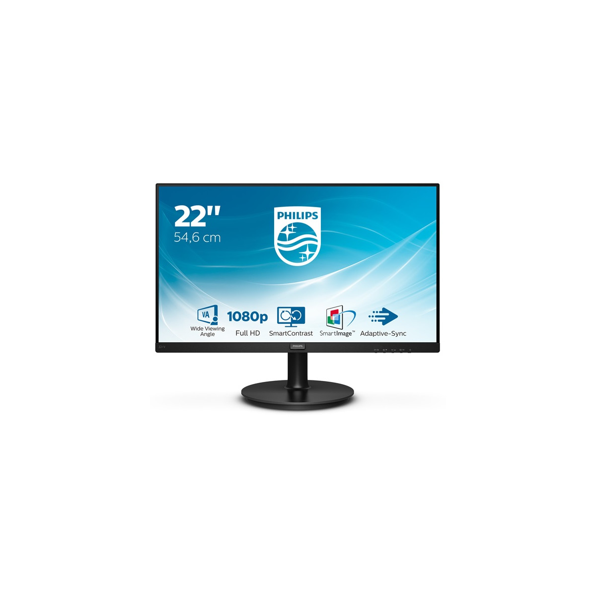 Image of PHILIPS VA monitor 21.5" 221V8, 1920x1080, 16:9, 250cd/m2, 4 ms, VGA/HDMI