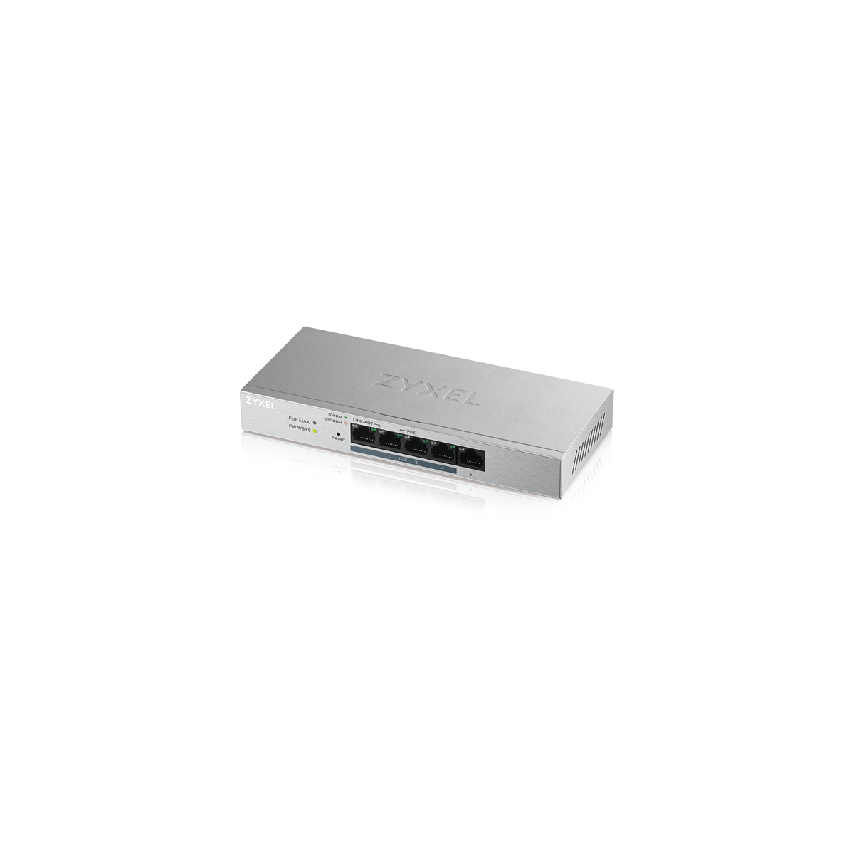 Image of ZYXEL Switch 5x1000Mbps (4xPOE+), Fémházas Asztali, GS1200-5HPV2-EU0101F
