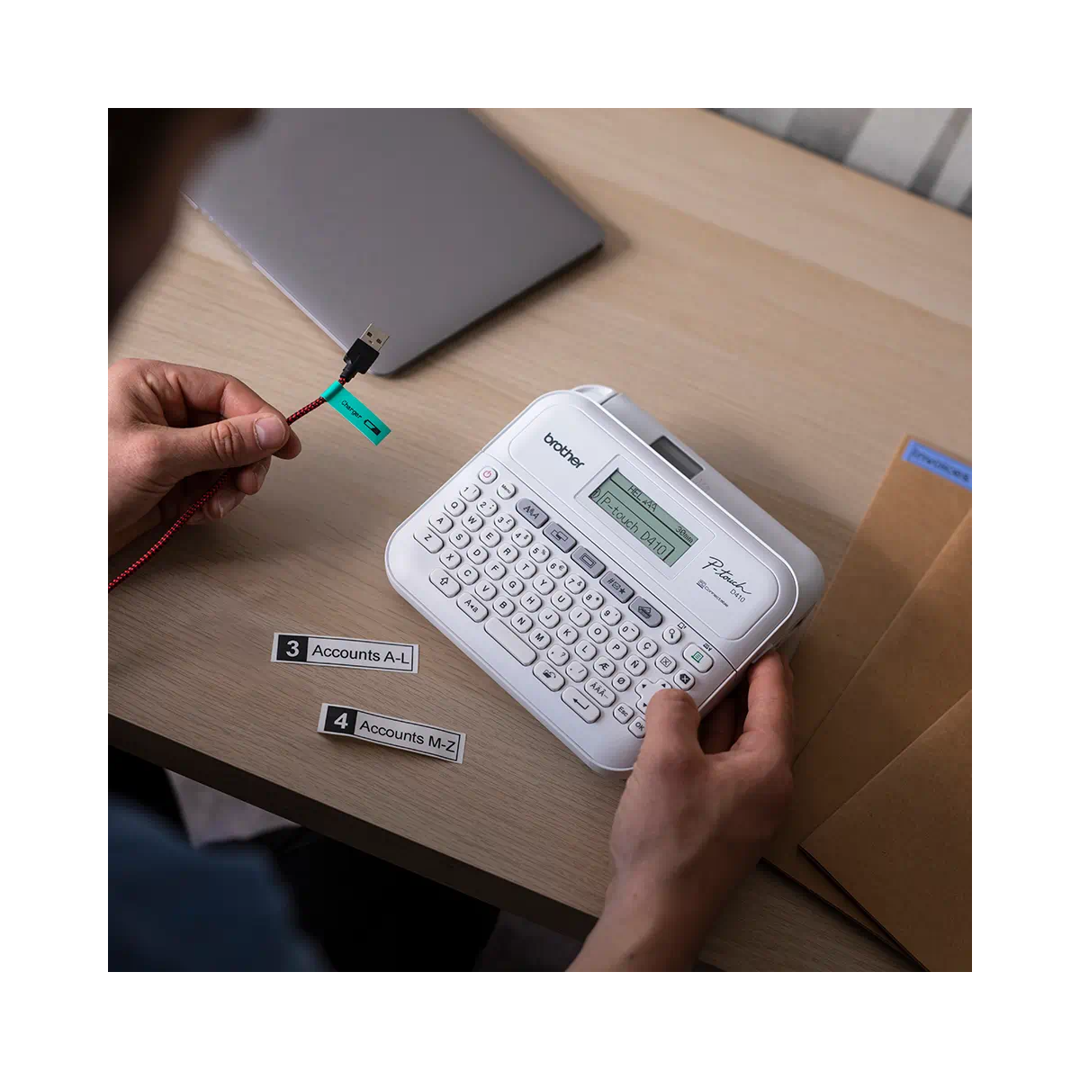 Image of BROTHER Címkenyomtató PT-D410VP, asztali, TZe , 3,5-18mm, könnyen olvasható grafikus kijelző, P-touch,, hordtáska