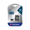 Kép 1/2 - VERBATIM "PRO" Memóriakártya, microSDHC, 32GB, Class 10 UHS I, adapterrel