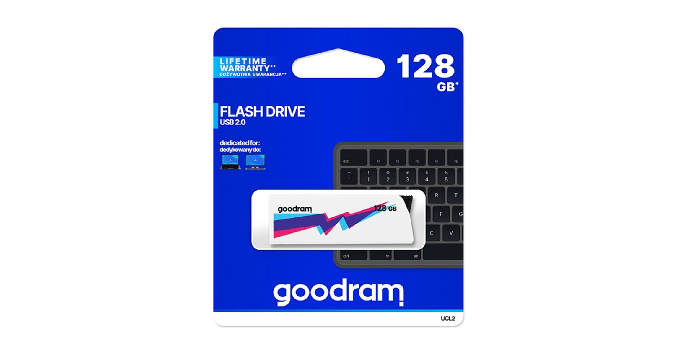 GOODRAM Pendrive 128GB, UCL2 USB 2.0, Fehér