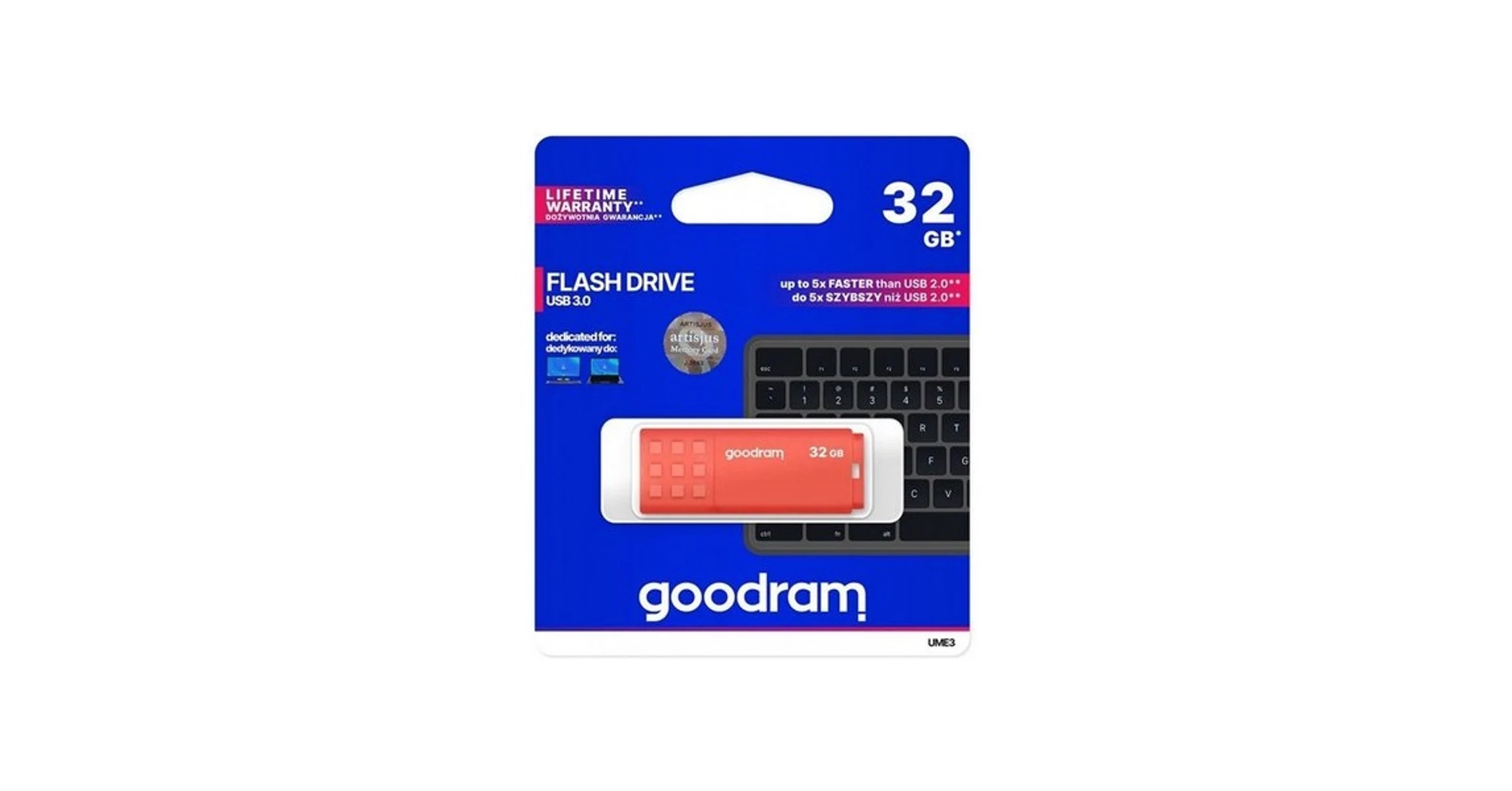 GOODRAM Pendrive 32GB UME3 USB 3.1, Narancs