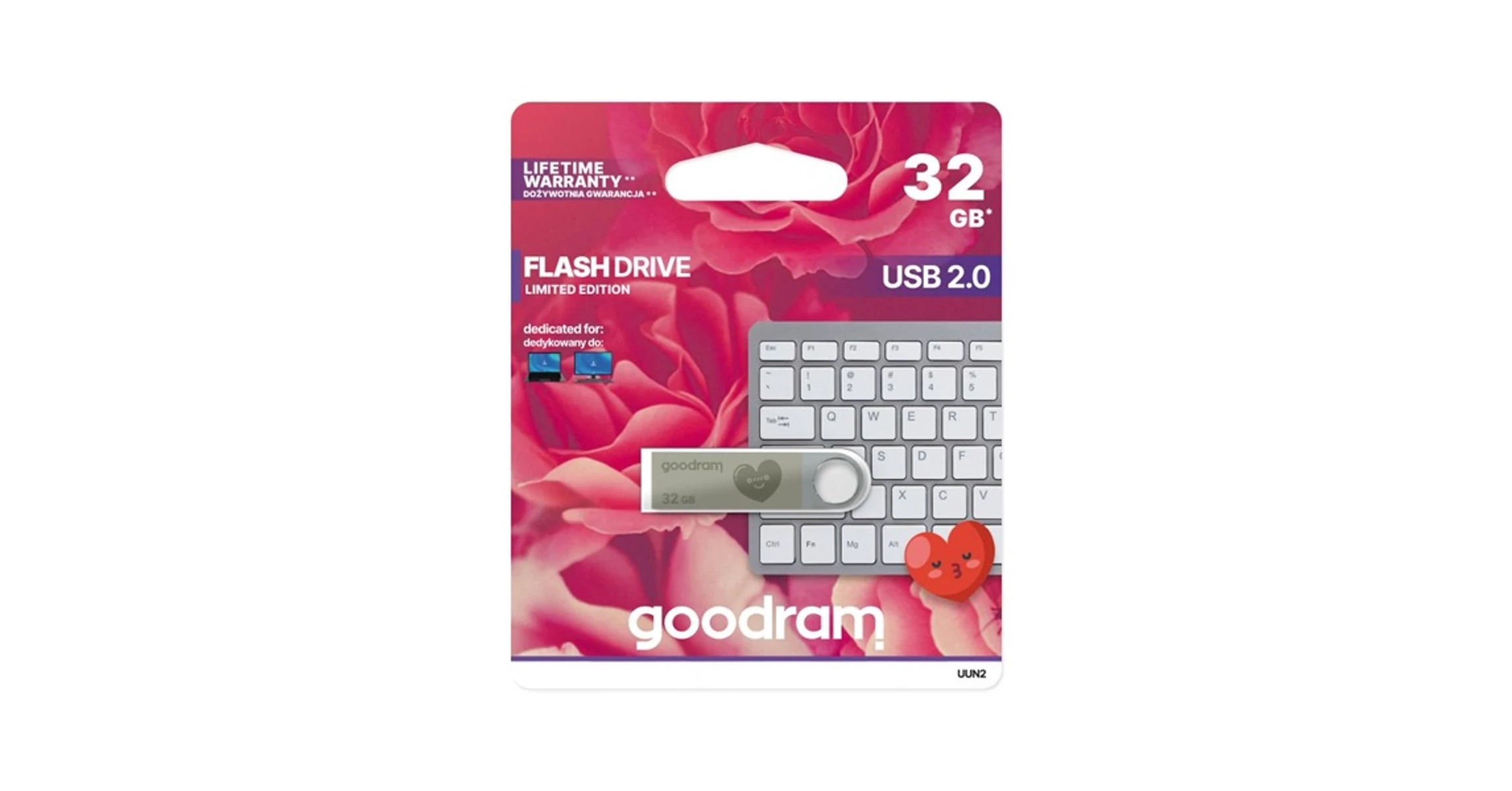 GOODRAM Pendrive 32GB, UUN2 USB 2.0, Szürke (Valentin napos limitált)