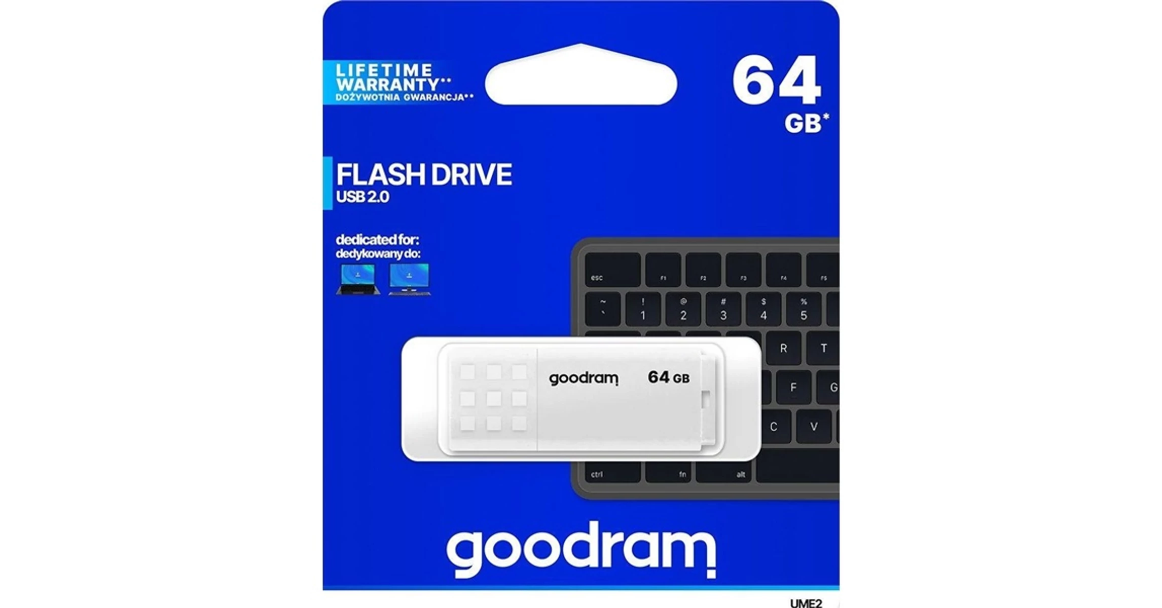 GOODRAM Pendrive 64GB, UME2 USB 2.0, Fehér