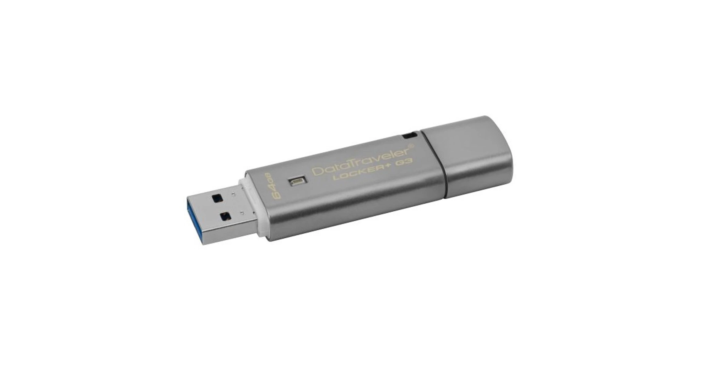 Kingston Pendrive 64GB, DT Locker+ G3 fém USB 3.0, Titkosított (135/40)