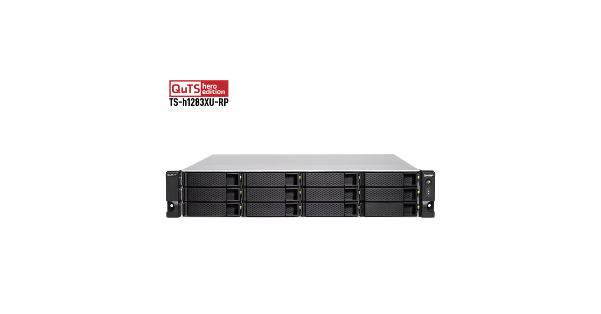 QNAP NAS 12 fiókos TS-H1283XU-RP-E2236-128G Xeon 6x3.4Ghz, 128GB RAM, 4x100/1000, 2x10GbE SFP+, 4xType-A, 2xType-C USB3.