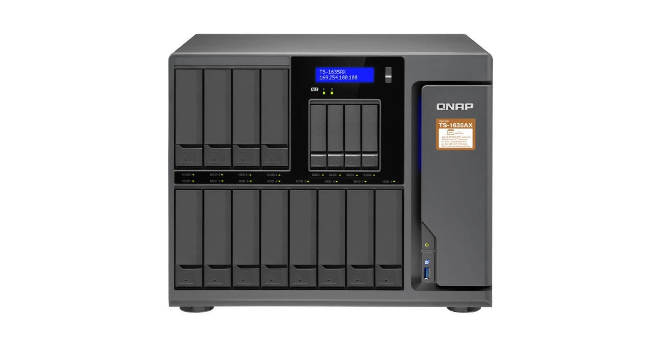 QNAP NAS 16 fiókos TS-1635AX-8G 4x1.6 GHz, 8GB RAM, 2x100/1000,  2 x 10GbE SFP+, 3xUSB3.2