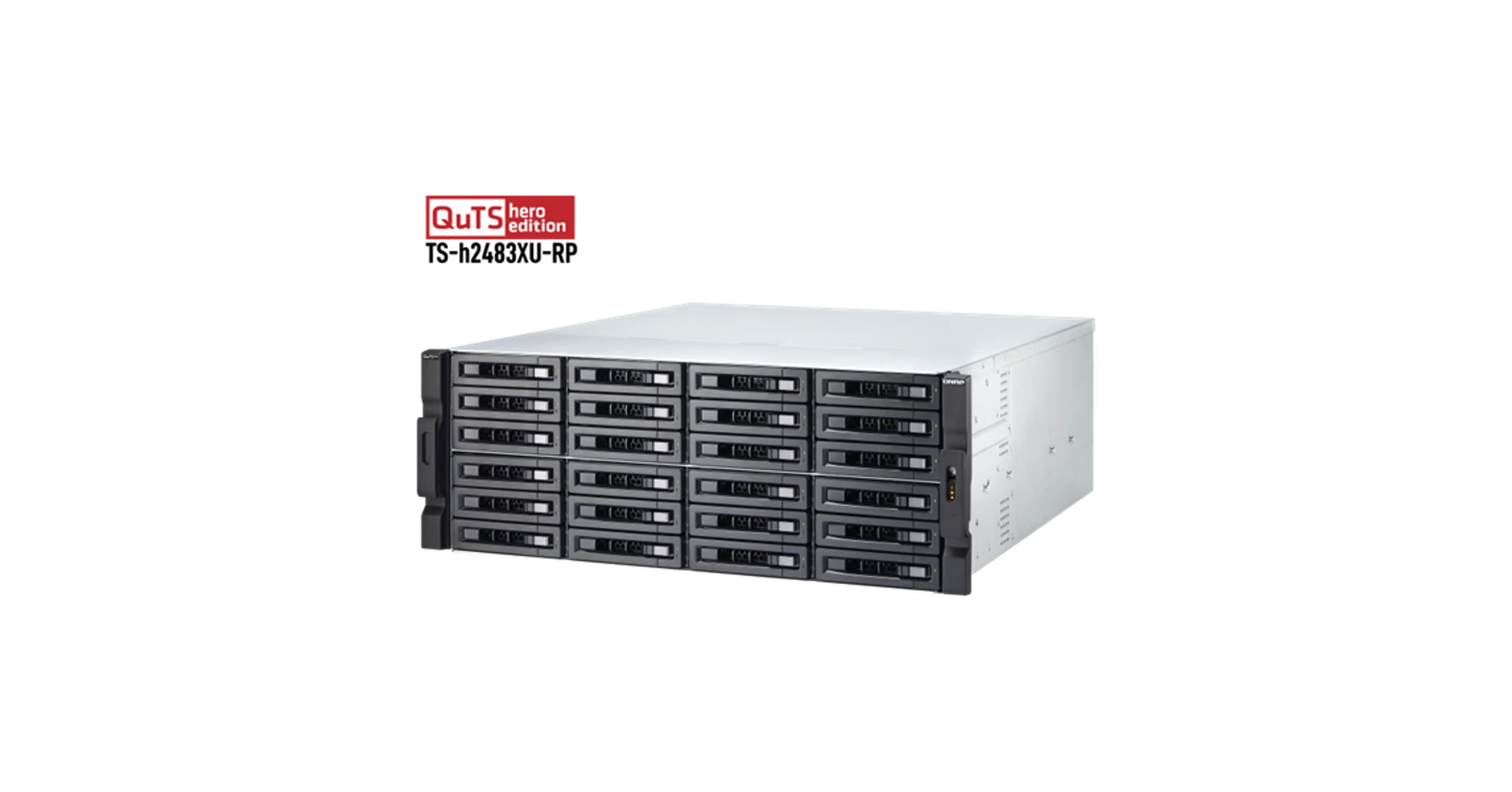 QNAP NAS 24 fiókos TS-h2483XU-RP-E2236-128G XEON 6x3,4GHz, 4x32GB RAM, 4x1000/100, 2x10GbE SFP+ SmartNIC port, 2x10GBase