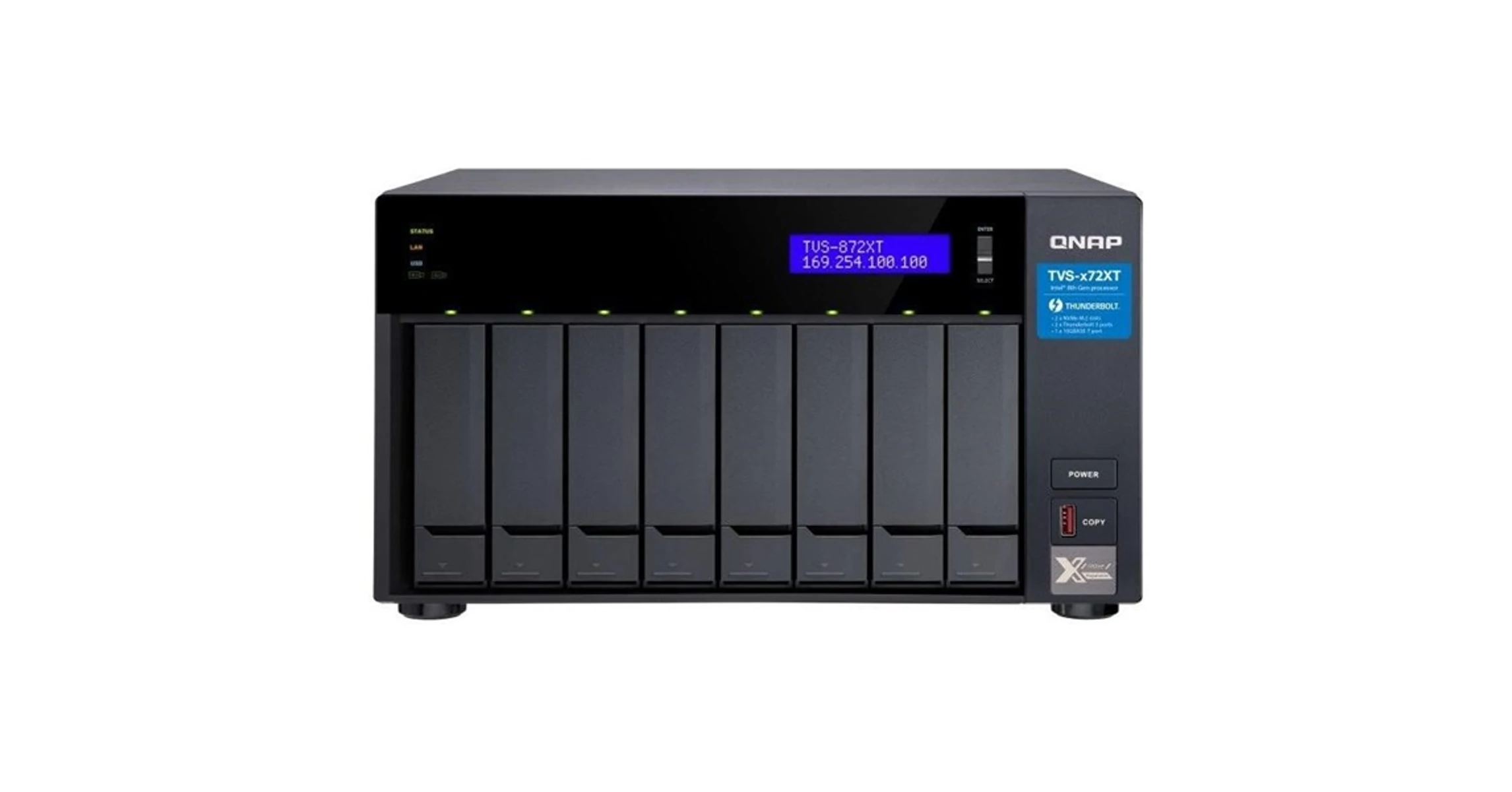 QNAP NAS 8 fiókos TVS-872XT-I5-16G 6x1,7 GHz, 16GB RAM, 2x100/1000,  1 x 10GBASE-T, 5xUSB3.2(2xUSB-A,2xUSB-C)