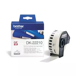 BROTHER Etikett címke DK22210, Fehér alapon fekete papírszalag tekercsben 29mm, 29mm x 30.48M