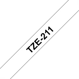 BROTHER szalag TZe-211, Fehér alapon Fekete, Laminált, 6mm  0.23", 8 méter
