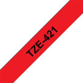 BROTHER szalag TZe-421, Piros alapon Fekete, Laminált, 9mm  0.35", 8 méter