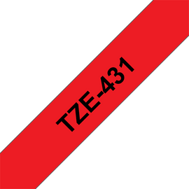 BROTHER szalag TZe-431, Piros alapon Fekete, Laminált, 12mm  0.47", 8 méter
