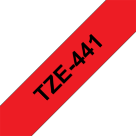 BROTHER szalag TZe-441, Piros alapon Fekete, Laminált, 18mm  0.7", 8 méter