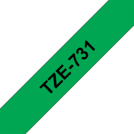 BROTHER szalag TZe-731, Zöld alapon Fekete, Laminált, 12mm  0.47", 8 méter