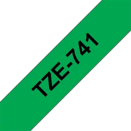 BROTHER szalag TZe-741, Zöld alapon Fekete, Laminált, 18mm  0.7", 8 méter