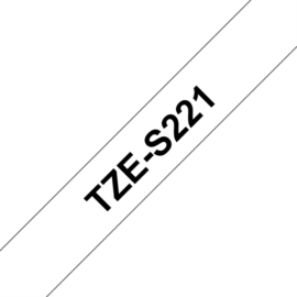 BROTHER szalag TZe-S221, Fehér alapon Fekete, Erős tapadású, 9mm  0.35", 8 méter
