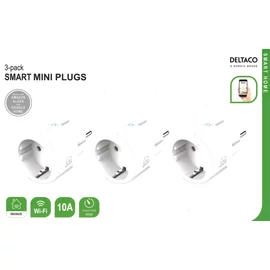 DELTACO SMART HOME SH-P01M-3P LED, beltéri konnektor, 10A, WIFI,  3db/csomag