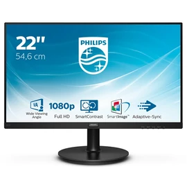 PHILIPS VA monitor 21.5" 221V8A, 1920x1080, 16:9, 250cd/m2, 4ms, VGA/HDMI, hangszóró
