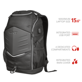 TRUST Gamer Notebook hátizsák 23240, GXT 1255 Outlaw Gaming Backpack for 15.6” laptops - black