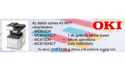 OKI MC8x3DN és MC8x3DNCT nyomtatókhoz ajándék 1db 7k fekete toner (LEJÁRT AKCIÓ)