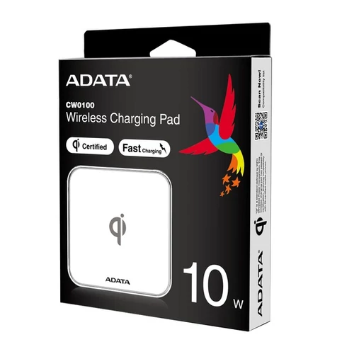 ADATA vezeték nélküli okostelefon töltő Qi, gyorstöltés, 10W, fehér