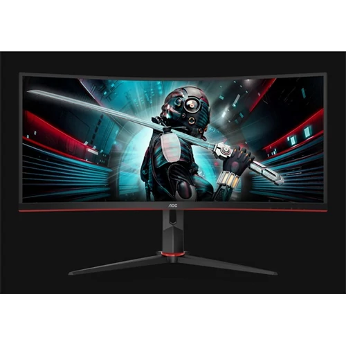 AOC Ívelt Gaming 100Hz VA monitor 34" CU34G2/BK, 3440x1440, 21:9, 300cd/m2, 1ms, 2xHDMI/DisplayPort/4xUSB