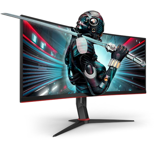 AOC Ívelt Gaming 144Hz VA monitor 34" CU34G2X/BK, 3440x1440, 21:9, 300cd/m2, 1ms, 2xHDMI/2xDisplayPort/4xUSB