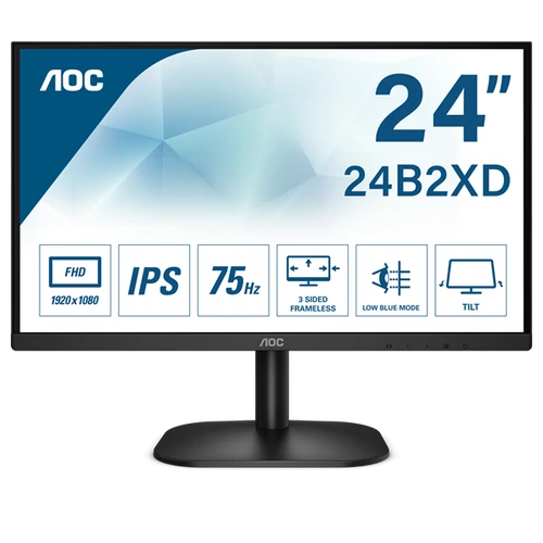 AOC IPS monitor 23.8" 24B2XD, 1920x1080, 16:9, 250cd/m2, 4ms, VGA/DVI