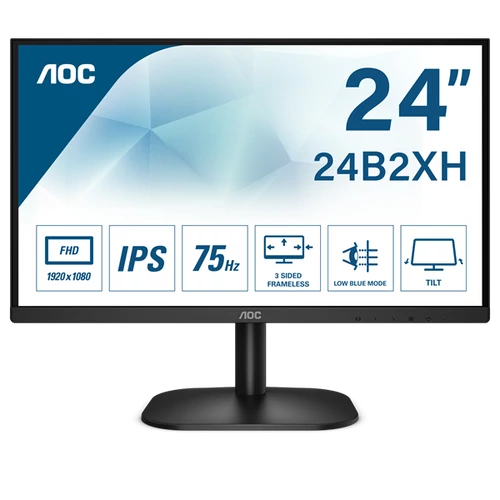 AOC IPS monitor 23.8" 24B2XH/EU, 1920x1080, 16:9, 250cd/m2, 4ms, HDMI/VGA