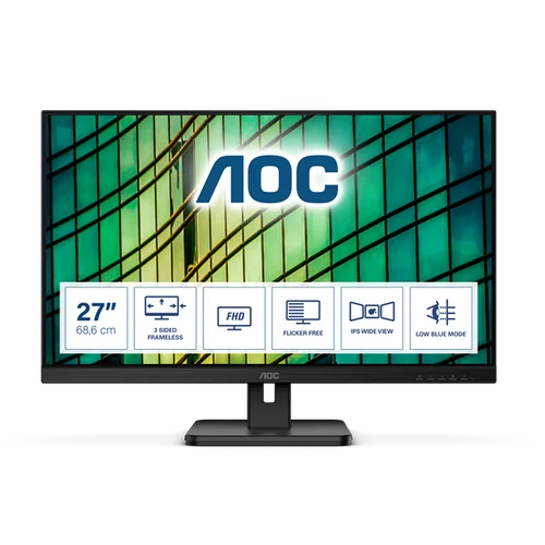 AOC IPS monitor 27" 27E2QAE, 1920x1080, 16:9, 250cd/m2, 4ms, HDMI/DisplayPort/VGA, hangszóró