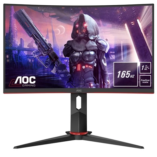 AOC ívelt Gaming 165Hz VA monitor 23,6" C24G2U/BK, 1920x1080,16:9, 250cd/m2, 1ms, 2xHDMI/DP/VGA/4xUSB/Audio, FreeSync