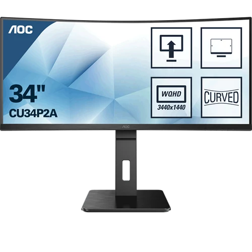 AOC Ívelt VA monitor 34" CU34P2A, 3440x1440, 21:9, 300cd/m2, 1ms, 100Hz, 2xHDMI/DisplayPort/4xUSB, hangszóró