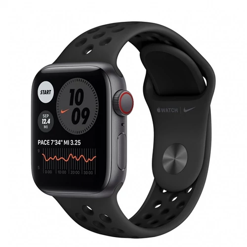 Apple Watch Nike SE GPS + Cellular, 40mm Space Gray Aluminium Case with Anthracite/Black Nike Sport Band - Regular
