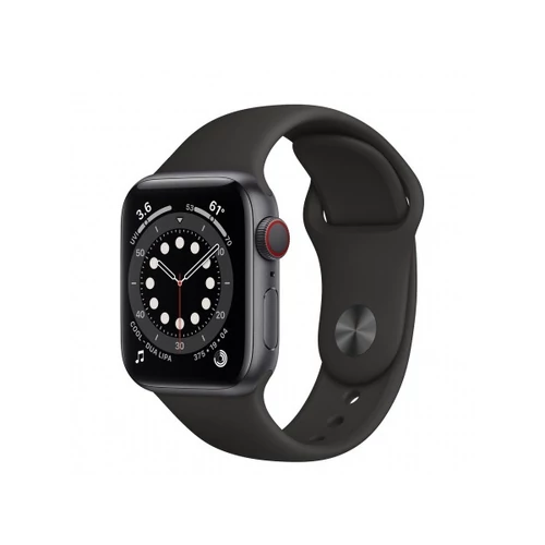 Apple Watch S6 GPS + Cellular, 40mm Space Gray Aluminium Case with Black Sport Band - Regular