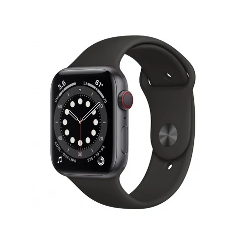 Apple Watch S6 GPS + Cellular, 44mm Space Grey Aluminium Case with Black Sport Band - Regular