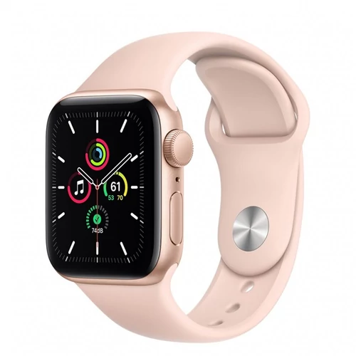 Apple Watch SE GPS, 40mm Gold Aluminium Case with Pink Sand Sport Band - Regular