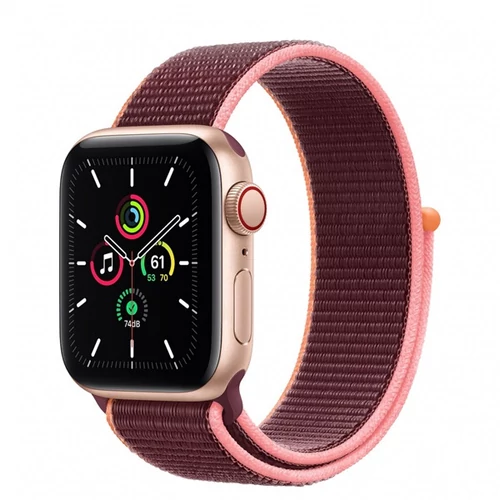 Apple Watch SE GPS + Cellular, 40mm Gold Aluminium Case with Plum Sport Loop