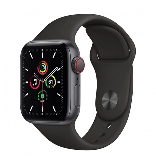 Apple Watch SE GPS + Cellular, 40mm Space Gray Aluminium Case with Black Sport Band - Regular
