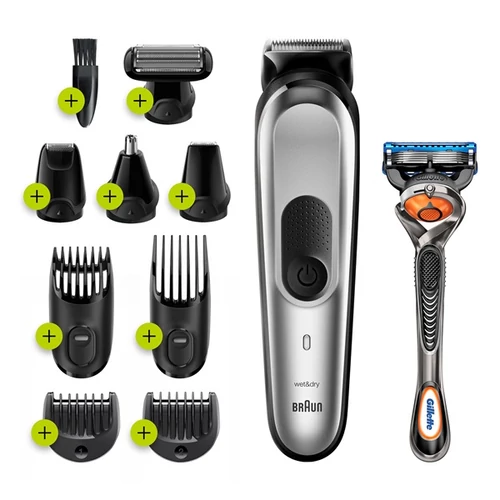 BRAUN MGK7220 10 az 1-ben többfunkciós trimmelő, 8 tartozék és egy Gillette Fusion5 ProGlide borotva