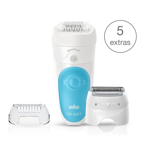 BRAUN Silk-épil 5 5/890 SensoSmart™ epilátor, kék – vezeték nélküli Wet & Dry epilátor kezdőkészlet 5 kiegészítővel